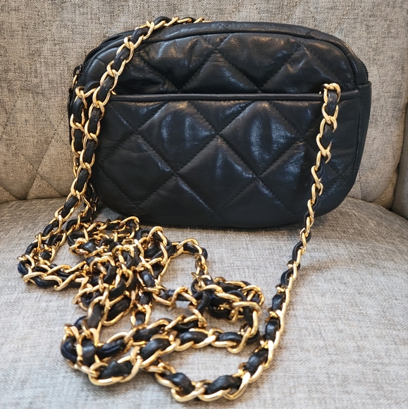 Sac à Main Talbots Noir Et Blanc, Style Nautique Avec Chaîne - Soie Et Rayon, Occasion En Excellent état